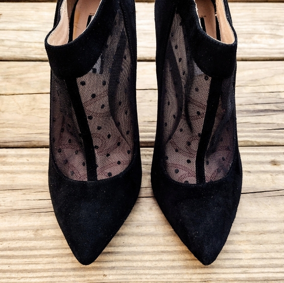** Lucy Choi London** Padstow Mesh-Paneled Suede Ankle Bootie. Size 37 - Picture 6 of 16